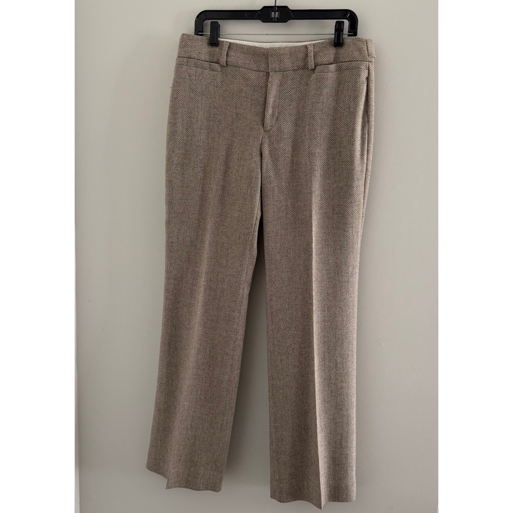 Banana Republic Martin Fit Herringbone Wool Blend Dress Pants Brown 10 Classic